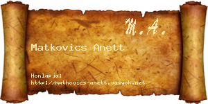 Matkovics Anett névjegykártya